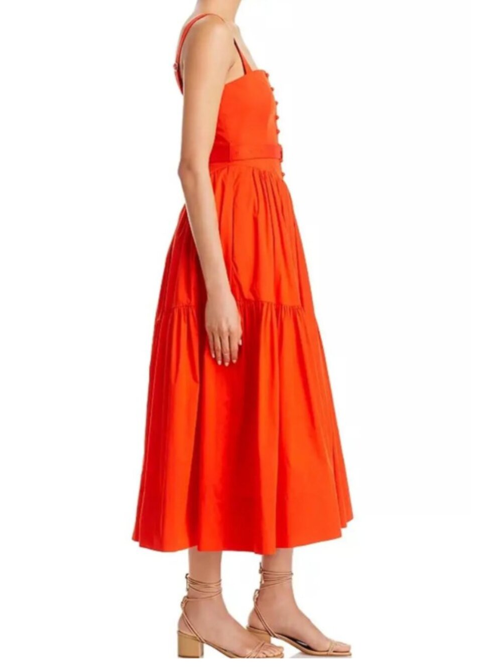 Cinq à Sept ZD24823044Z Amber Tiered Midi Dress Size 0/XS Deep Tangelo NWT - Picture 2 of 6